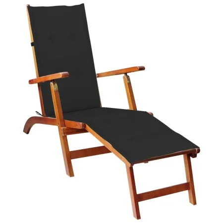 Garden lounger with footrest and cushion in solid acacia wood by vidaXL, Loungers - Ref: Foro24-3064021, Price: 136,58 €, Dis...