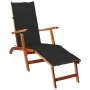 Garden lounger with footrest and cushion in solid acacia wood by vidaXL, Loungers - Ref: Foro24-3064021, Price: 136,58 €, Dis...