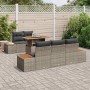 Conjunto de Comedor de Jardín con cojín 6 pcs Gris y marrón