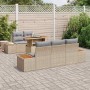 Conjunto de Comedor de Jardín con cojín 6 pcs Beige y gris