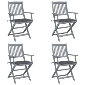 Klappbare Gartenstühle, 4 Stück, Kissen aus massivem Akazienholz von vidaXL, Gartenstühle - Ref: Foro24-3064509, Preis: 189,4...