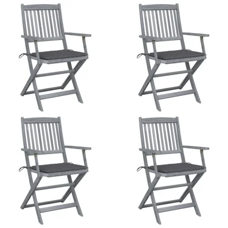Klappbare Gartenstühle, 4 Stück, Kissen aus massivem Akazienholz von vidaXL, Gartenstühle - Ref: Foro24-3064509, Preis: 189,4...