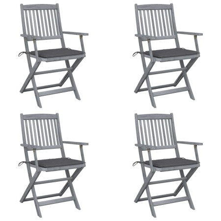 Klappbare Gartenstühle, 4 Stück, Kissen aus massivem Akazienholz von vidaXL, Gartenstühle - Ref: Foro24-3064509, Preis: 191,9...