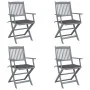 Klappbare Gartenstühle, 4 Stück, Kissen aus massivem Akazienholz von vidaXL, Gartenstühle - Ref: Foro24-3064509, Preis: 189,4...