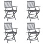 Klappbare Gartenstühle, 4 Stück, Kissen aus massivem Akazienholz von vidaXL, Gartenstühle - Ref: Foro24-3064509, Preis: 191,9...