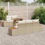 Conjunto de Comedor de Jardín con cojín 6 pcs Beige y Crema