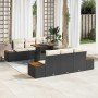 Conjunto de Comedor de Jardín con cojín 7 pcs Negro y Beige