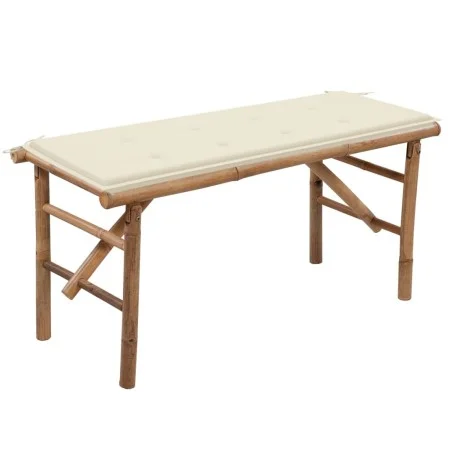 Banco de jardín plegable con cojín bambú 118 cm by vidaXL, garden benches - Ref: Foro24-3063851, Price: 82,22 €, Discount: %