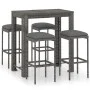 Set muebles bar jardín 5 piezas y cojines ratán sintético gris de vidaXL, Conjuntos de jardín - Ref: Foro24-3064782, Precio: ...