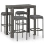 Set muebles bar jardín 5 piezas y cojines ratán sintético gris de vidaXL, Conjuntos de jardín - Ref: Foro24-3064782, Precio: ...