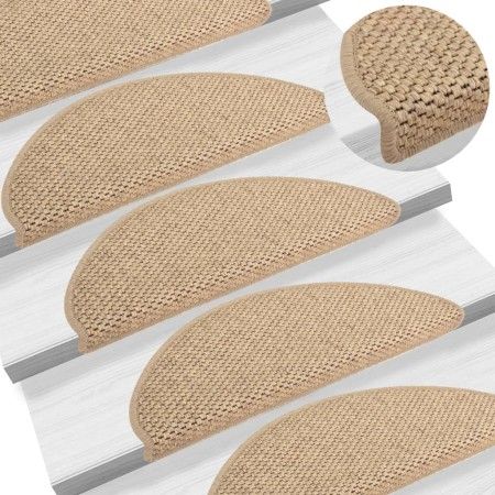 Selbstklebende Sisal-Stufenmatte 15 Stück Sand 65x21x4 cm von vidaXL, Treppenmatten - Ref: Foro24-326879, Preis: 86,85 €, Rab...