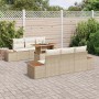 Conjunto de Comedor de Jardín con cojín 7 pcs Beige y Crema
