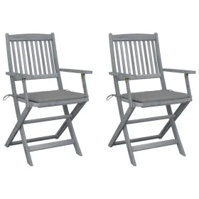 Klappbare Gartenstühle 2 Stück Kissen massives Akazienholz von vidaXL, Gartenstühle - Ref: Foro24-3064483, Preis: 126,18 €, R...