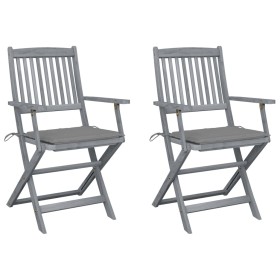 Klappbare Gartenstühle 2 Stück Kissen massives Akazienholz von vidaXL, Gartenstühle - Ref: Foro24-3064483, Preis: 132,57 €, R...