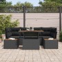 Conjunto de Comedor de Jardín con cojín 7 pcs Negro y Marrón