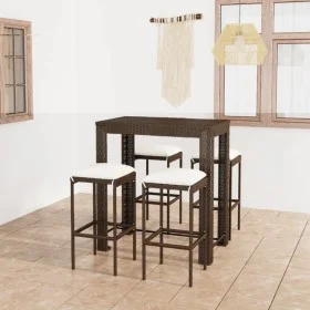 5-teiliges Garten-Bar-Set und braune Kissen aus synthetischem Rattan von vidaXL, Gartensets - Ref: Foro24-3064780, Preis: 238...