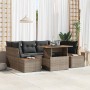 Conjunto de Comedor de Jardín con cojín 7 pcs Gris y marrón