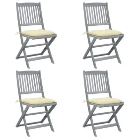 Folding garden chairs 4 pcs cushions solid acacia wood by vidaXL, Garden chairs - Ref: Foro24-3064580, Price: 206,38 €, Disco...