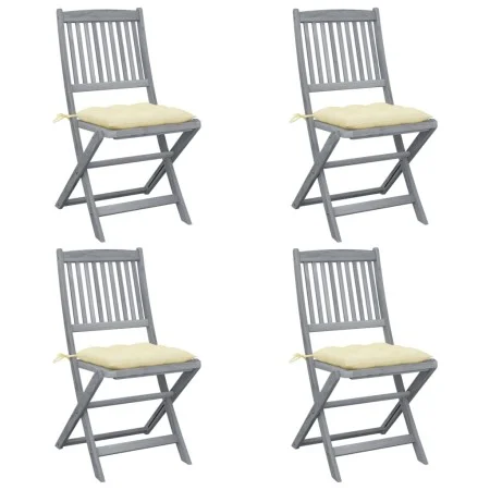 Folding garden chairs 4 pcs cushions solid acacia wood by vidaXL, Garden chairs - Ref: Foro24-3064580, Price: 206,38 €, Disco...
