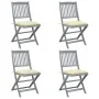 Folding garden chairs 4 pcs cushions solid acacia wood by vidaXL, Garden chairs - Ref: Foro24-3064580, Price: 206,38 €, Disco...