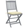 Klappbare Gartenstühle, 4 Stück, Kissen aus massivem Akazienholz von vidaXL, Gartenstühle - Ref: Foro24-3064580, Preis: 209,8...