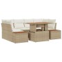 Conjunto de Comedor de Jardín con cojín 7 pcs Beige y Crema