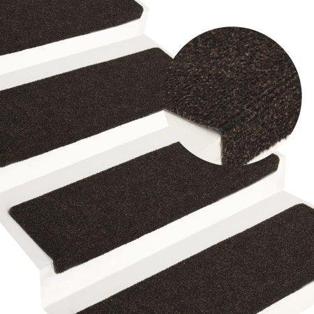 Stufenmatte 15 Stück dunkelbrauner gestanzter Stoff von vidaXL, Treppenmatten - Ref: Foro24-326187, Preis: 43,04 €, Rabatt: %