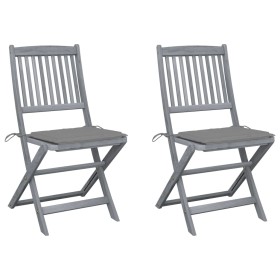 Folding garden chairs 2 pcs cushions solid acacia wood by vidaXL, Garden chairs - Ref: Foro24-3064537, Price: 144,52 €, Disco...