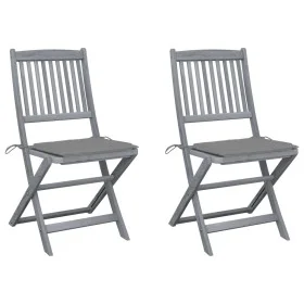 Klappbare Gartenstühle, 2 Stück, Kissen aus massivem Akazienholz von vidaXL, Gartenstühle - Ref: Foro24-3064537, Preis: 127,1...