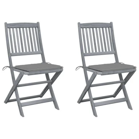 Folding garden chairs 2 pcs cushions solid acacia wood by vidaXL, Garden chairs - Ref: Foro24-3064537, Price: 127,09 €, Disco...