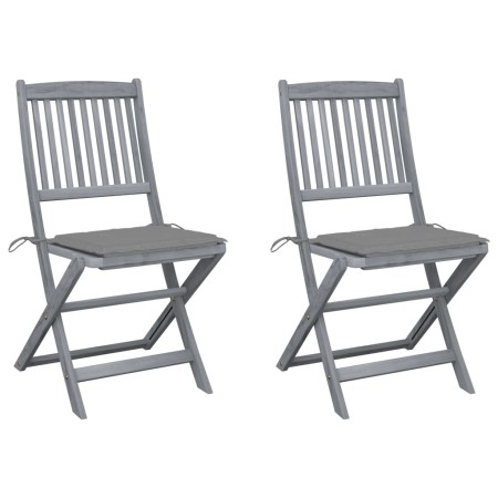 Klappbare Gartenstühle, 2 Stück, Kissen aus massivem Akazienholz von vidaXL, Gartenstühle - Ref: Foro24-3064537, Preis: 144,2...