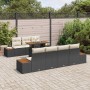 Conjunto de sofá de jardín con cojín 8 pcs Negro Poliratán