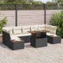 Conjunto de Comedor de Jardín con cojín 8 pcs Negro y Beige