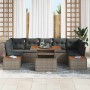 Conjunto de Comedor de Jardín con cojín 8 pcs Gris y marrón