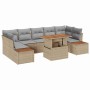 Conjunto de Comedor de Jardín con cojín 8 pcs Beige y gris