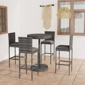 Garden bar set 5 pieces gray synthetic rattan cushions by vidaXL, Garden sets - Ref: Foro24-3064767, Price: 390,81 €, Discoun...