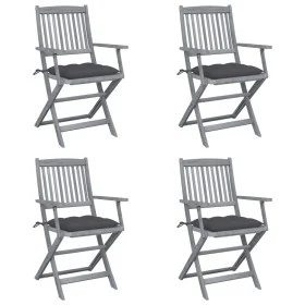 Klappbare Gartenstühle, 4 Stück, Kissen aus massivem Akazienholz von vidaXL, Gartenstühle - Ref: Foro24-3064524, Preis: 181,7...