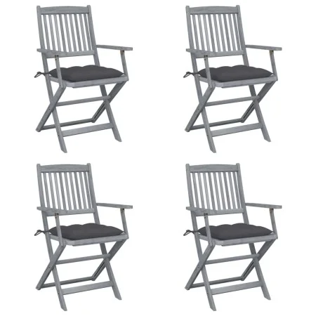 Klappbare Gartenstühle, 4 Stück, Kissen aus massivem Akazienholz von vidaXL, Gartenstühle - Ref: Foro24-3064524, Preis: 181,7...