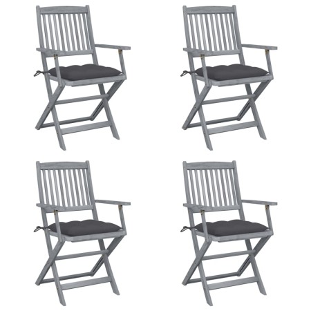 Klappbare Gartenstühle, 4 Stück, Kissen aus massivem Akazienholz von vidaXL, Gartenstühle - Ref: Foro24-3064524, Preis: 184,0...