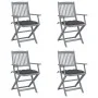 Klappbare Gartenstühle, 4 Stück, Kissen aus massivem Akazienholz von vidaXL, Gartenstühle - Ref: Foro24-3064524, Preis: 181,7...