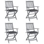 Klappbare Gartenstühle, 4 Stück, Kissen aus massivem Akazienholz von vidaXL, Gartenstühle - Ref: Foro24-3064524, Preis: 184,0...