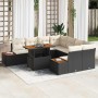 Conjunto de Comedor de Jardín con cojín 9 pcs Negro y Beige