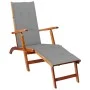 Tumbona de jardín con reposapiés y cojín madera maciza acacia de vidaXL, Tumbonas - Ref: Foro24-3064015, Precio: 139,34 €, De...