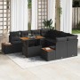 Conjunto de Comedor de Jardín con cojín 9 pcs Negro y Marrón