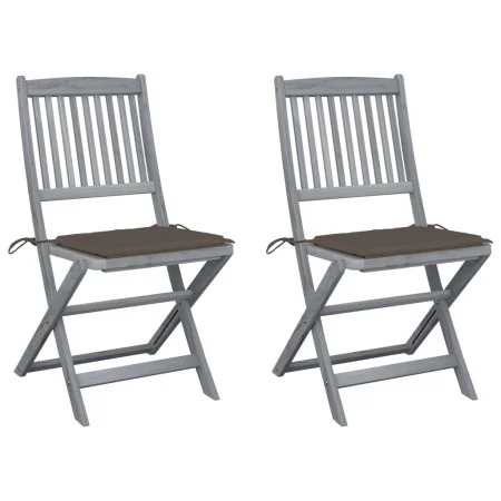 Folding garden chairs 2 units with solid acacia wood cushions by vidaXL, Garden chairs - Ref: Foro24-3064544, Price: 125,97 €...