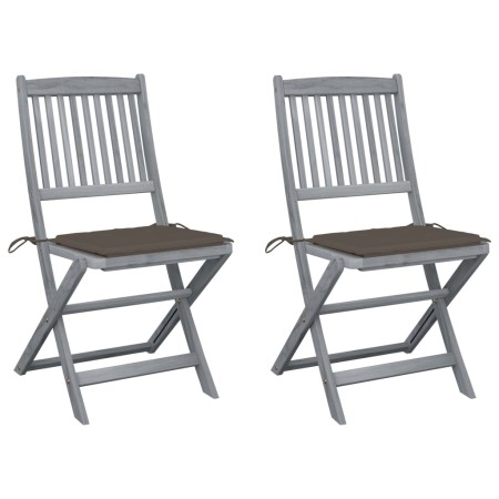 Klappbare Gartenstühle 2 Stück Kissen massives Akazienholz von vidaXL, Gartenstühle - Ref: Foro24-3064544, Preis: 151,29 €, R...