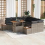 Conjunto de Comedor de Jardín con cojín 9 pcs Gris y marrón