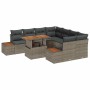 Conjunto de Comedor de Jardín con cojín 9 pcs Gris y marrón
