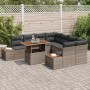 Conjunto de Comedor de Jardín con cojín 9 pcs Gris y marrón