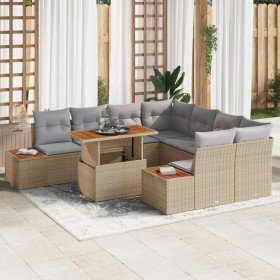 Conjunto de Comedor de Jardín con cojín 9 pcs Beige y gris Conjunto de Comedor de Jardín con cojín 9 pcs Beige y gris